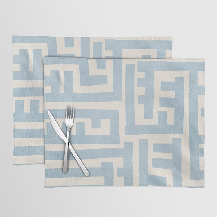 Light Blue Minimalist Design Bold Lines Art Placemat Gallery Image 1