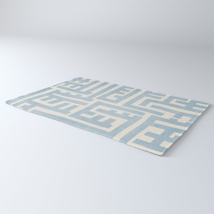 Light Blue Minimalist Design Bold Lines Art Rug Gallery Image 3
