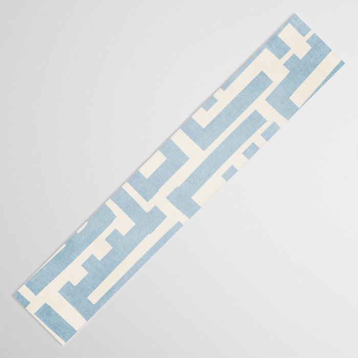Light Blue Minimalist Design Bold Lines Art Table Runner Gallery Image 3