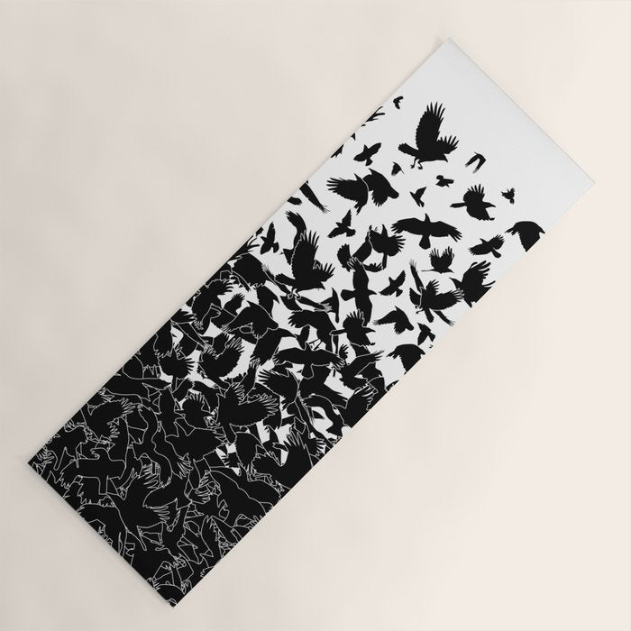 Raven Crow Flying Birds Abstract Goth Halloween Pattern Yoga Mat