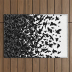 Raven Crow Flying Birds Abstract Goth Halloween Pattern Outdoor Rug Gallery Image 1