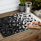 Raven Crow Flying Birds Abstract Goth Halloween Pattern Outdoor Rug Gallery Image 2