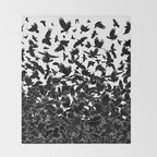 Raven Crow Flying Birds Abstract Goth Halloween Pattern Throw Blanket Gallery Image 2