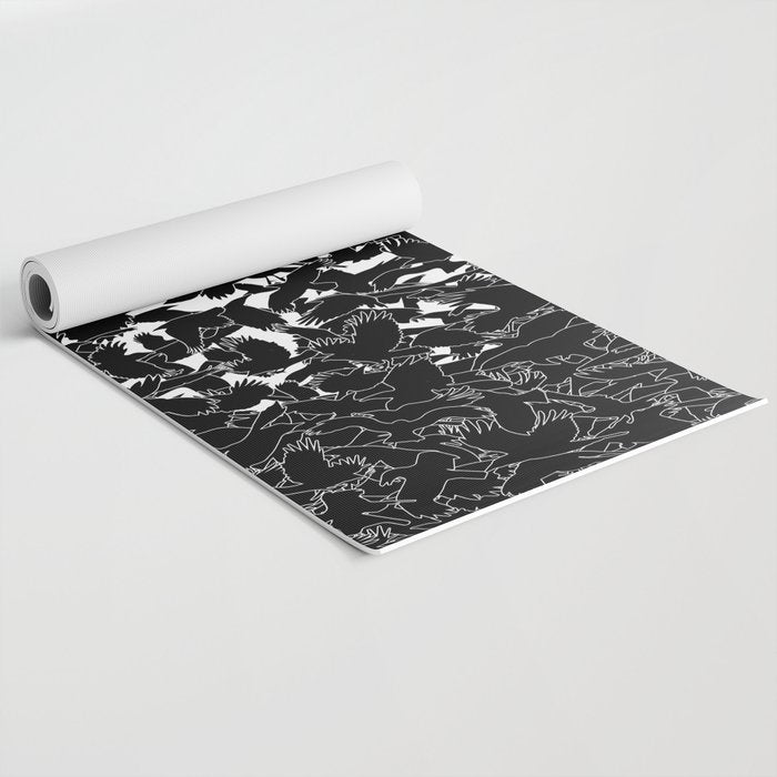 Raven Crow Flying Birds Abstract Goth Halloween Pattern Yoga Mat Gallery Image 2