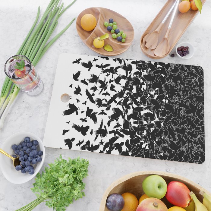 Raven Crow Flying Birds Abstract Goth Halloween Pattern Cutting Board Gallery Image 2