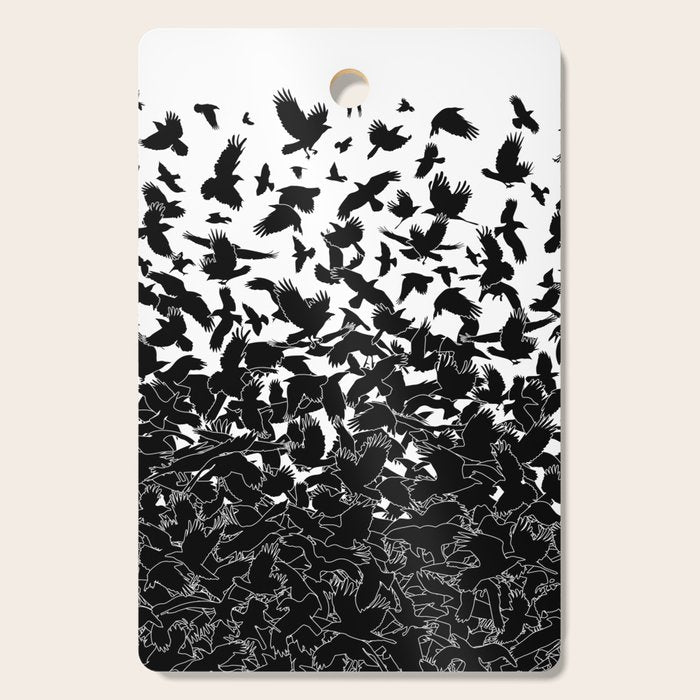 Raven Crow Flying Birds Abstract Goth Halloween Pattern Cutting Board Gallery Image 1