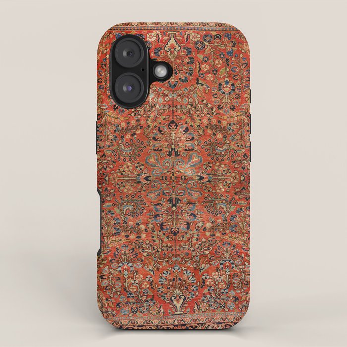 Persia Sarouk 19th Century Authentic Colorful Red Yellow Leaf Vintage Patterns iPhone Case Gallery Image 1