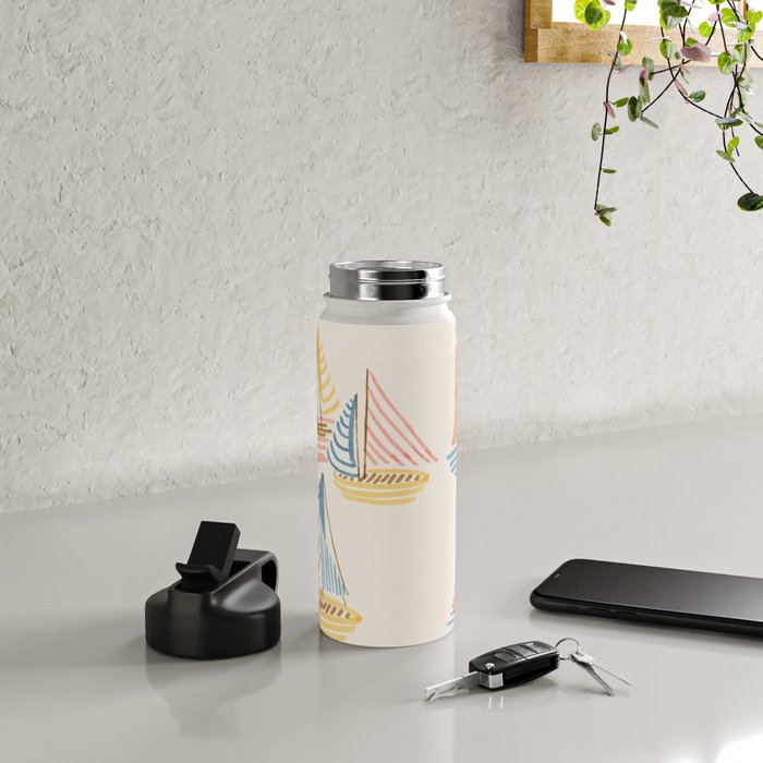 Striped sailboats Water Bottle Gallery Image 4