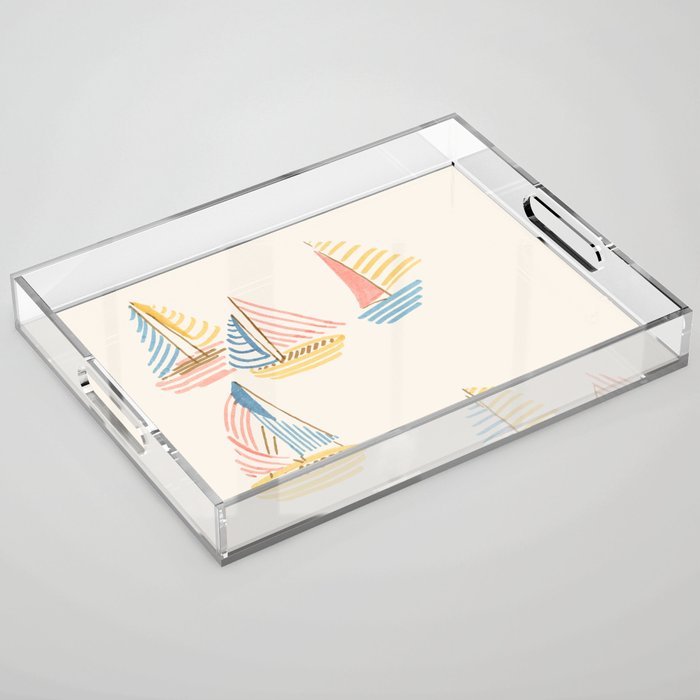 Striped sailboats Acrylic Tray Gallery Image 1