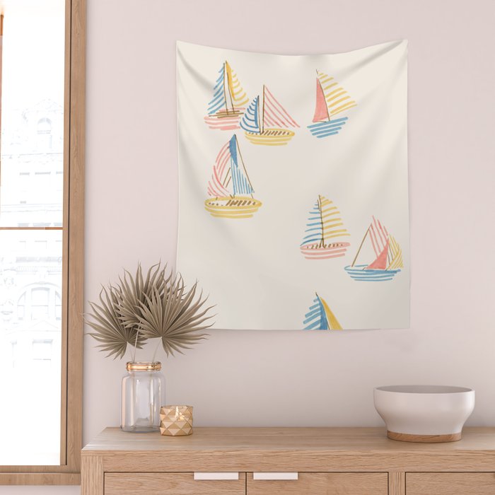Striped sailboats Wall Tapestry Gallery Image 2