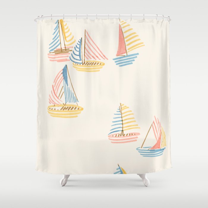 Striped sailboats Shower Curtain Gallery Image 1