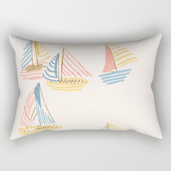 Striped sailboats Rectangular Pillow Gallery Image 2