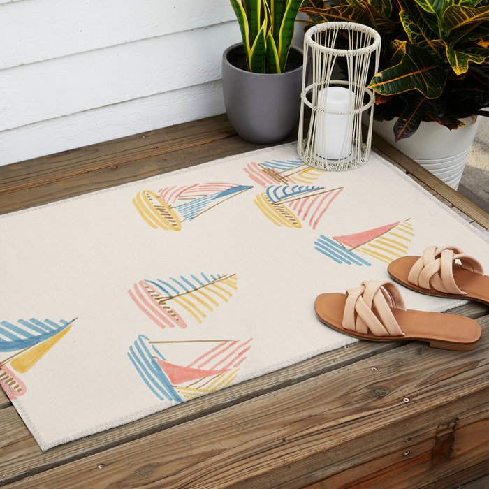 Striped sailboats Outdoor Rug Gallery Image 2