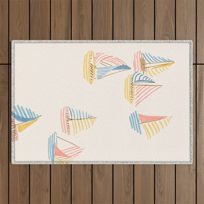 Striped sailboats Outdoor Rug Gallery Image 1