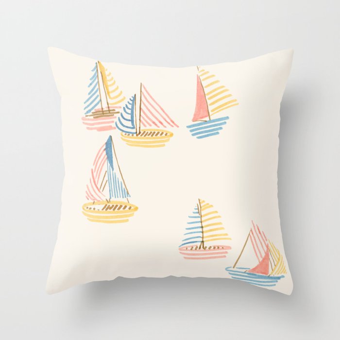 Striped sailboats Throw Pillow Gallery Image 6