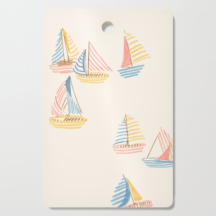 Striped sailboats Cutting Board Gallery Image 1