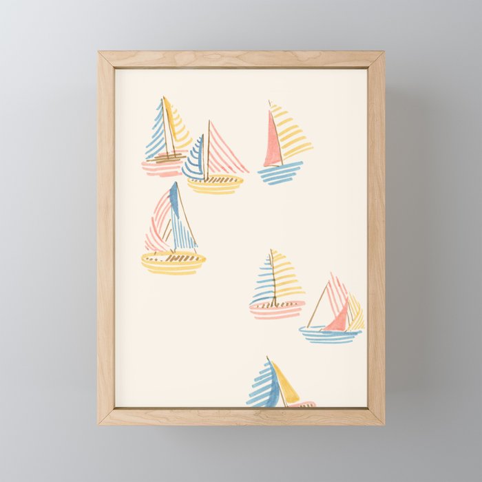 Striped sailboats Mini Art Print Gallery Image 1