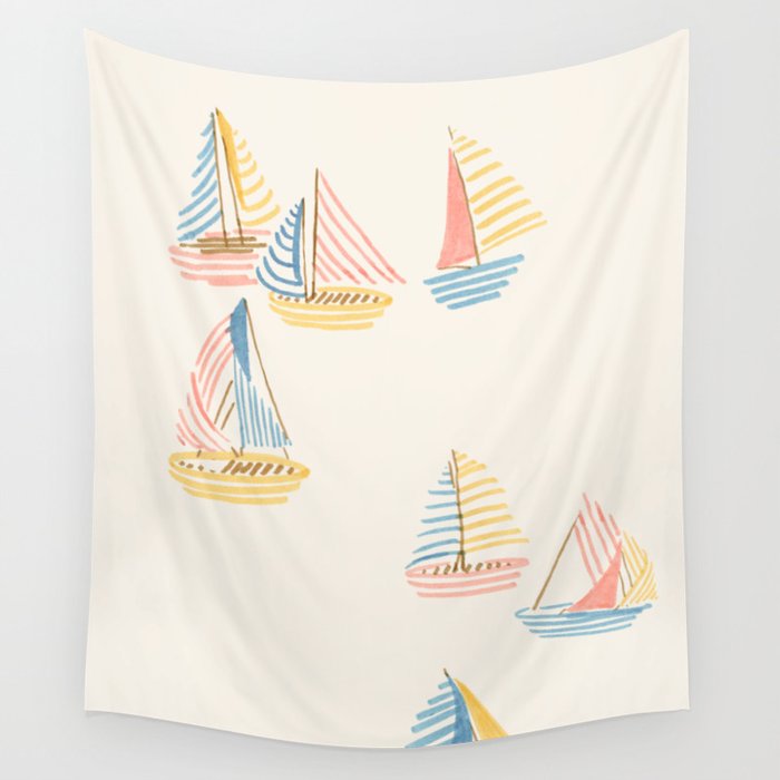 Striped sailboats Wall Tapestry Gallery Image 1