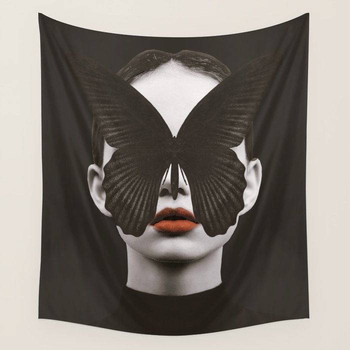 BLACK BUTTERFLY 3 Wall Tapestry Gallery Image 4