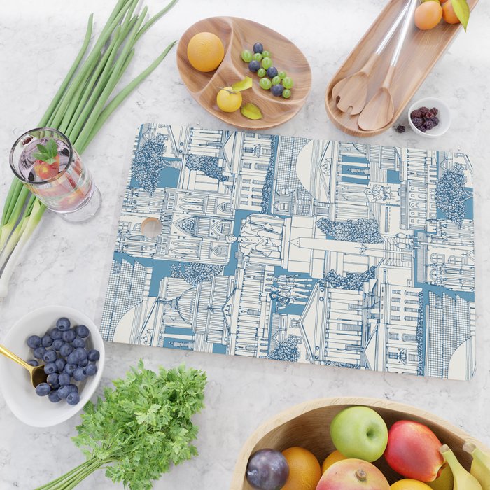 Washington DC toile blue Cutting Board Gallery Image 2