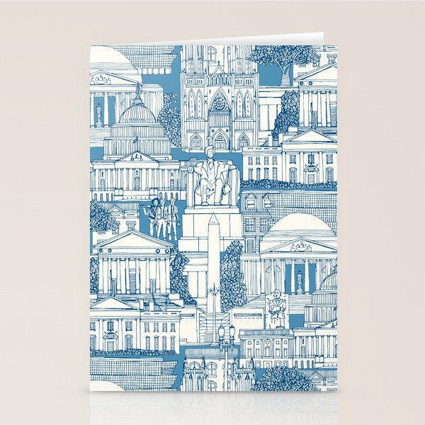 Washington DC toile blue Stationery Card Gallery Image 2