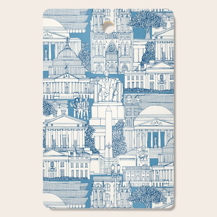 Washington DC toile blue Cutting Board Gallery Image 1