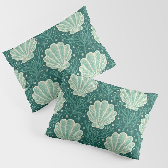Seashell - sea green Pillow Sham Gallery Image 1
