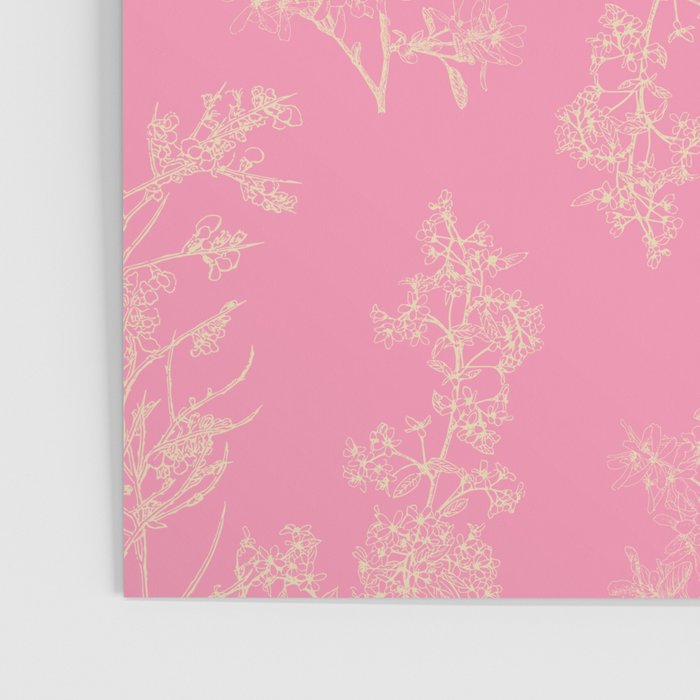 Botanical Cottage Floral Pattern in Pink and Cream Poster Gallery Image 3