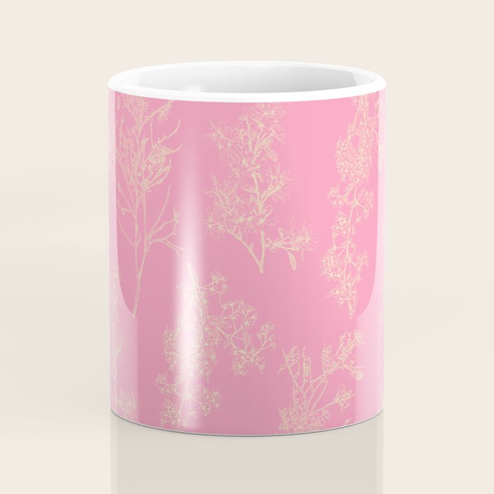 Botanical Cottage Floral Pattern in Pink and Cream Coffee Mug Gallery Image 4