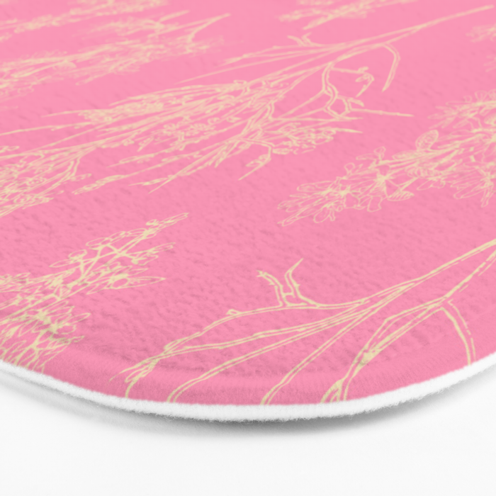 Botanical Cottage Floral Pattern in Pink and Cream Bath Mat Gallery Image 3