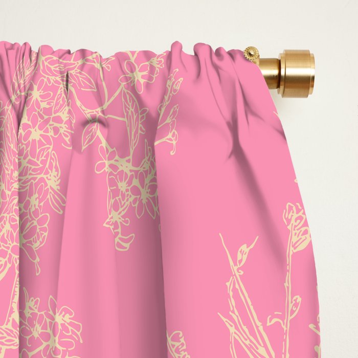Botanical Cottage Floral Pattern in Pink and Cream Window Curtain Gallery Image 2