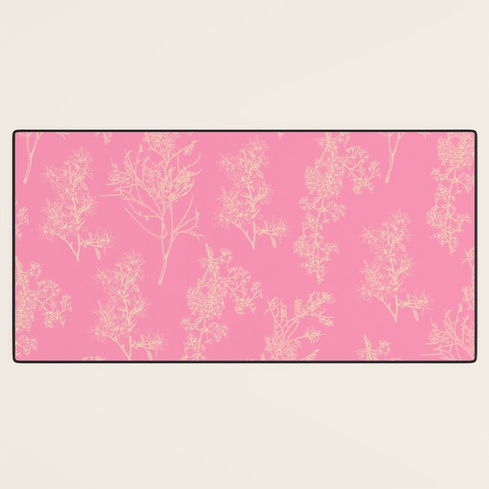 Botanical Cottage Floral Pattern in Pink and Cream Desk Mat Gallery Image 3