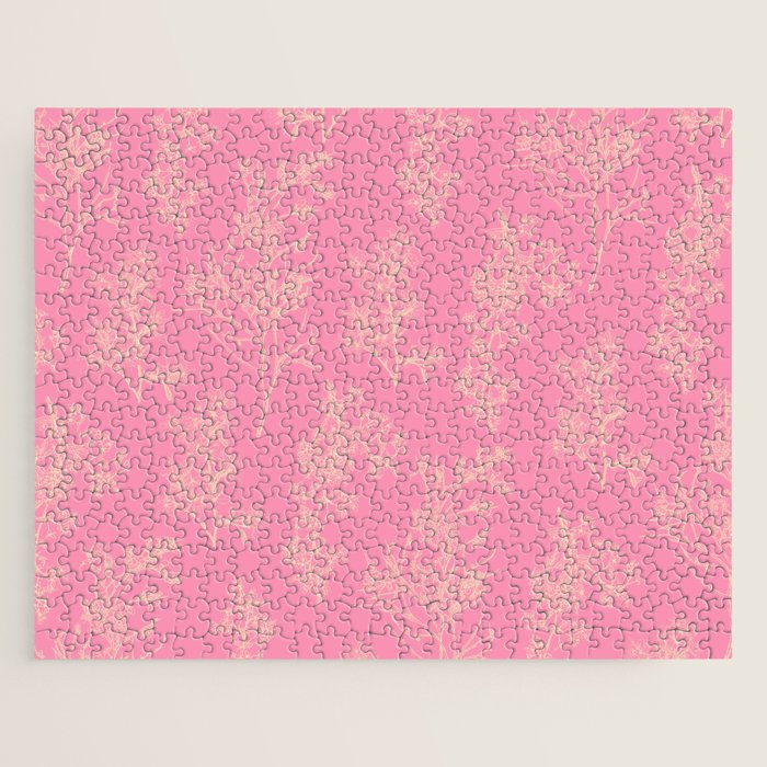 Botanical Cottage Floral Pattern in Pink and Cream Jigsaw Puzzle Gallery Image 1