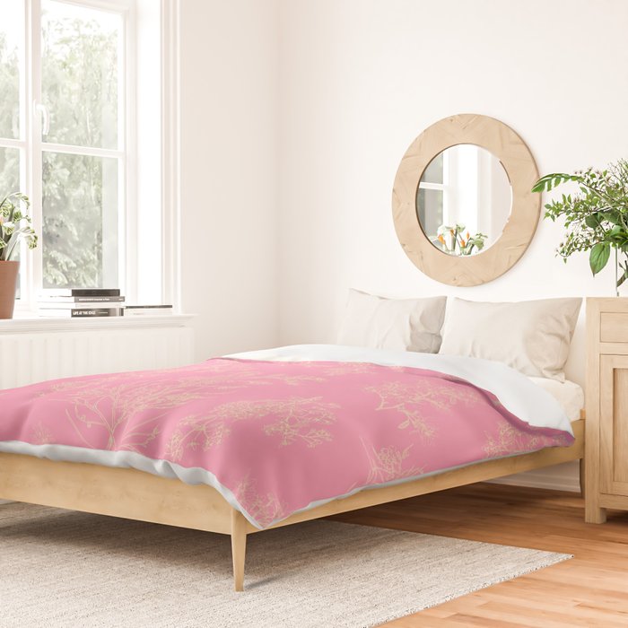Botanical Cottage Floral Pattern in Pink and Cream Duvet Cover Gallery Image 2