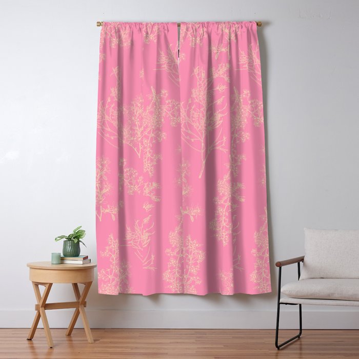 Botanical Cottage Floral Pattern in Pink and Cream Window Curtain Gallery Image 1