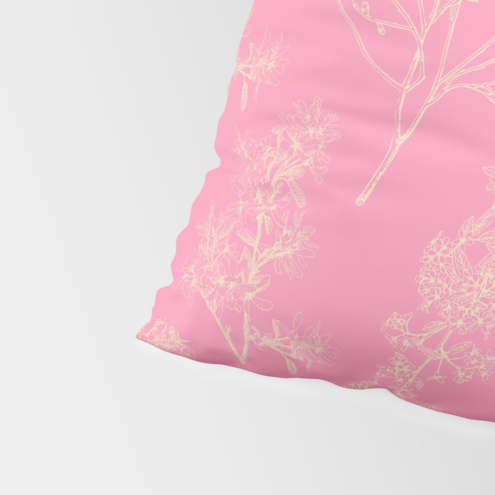 Botanical Cottage Floral Pattern in Pink and Cream Pillow Sham Gallery Image 4