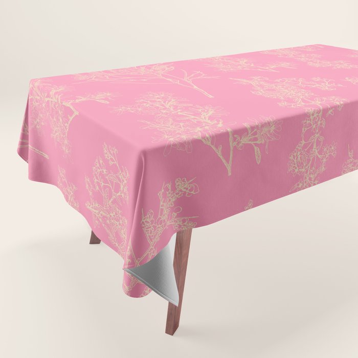 Botanical Cottage Floral Pattern in Pink and Cream Tablecloth Gallery Image 1