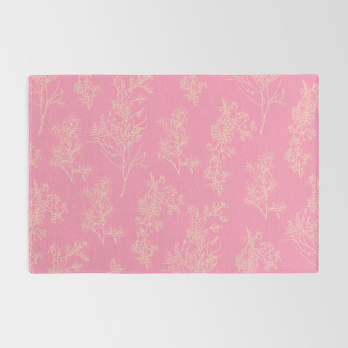 Botanical Cottage Floral Pattern in Pink and Cream Rug Gallery Image 2