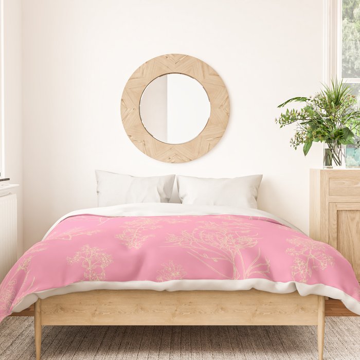 Botanical Cottage Floral Pattern in Pink and Cream Duvet Cover Gallery Image 3