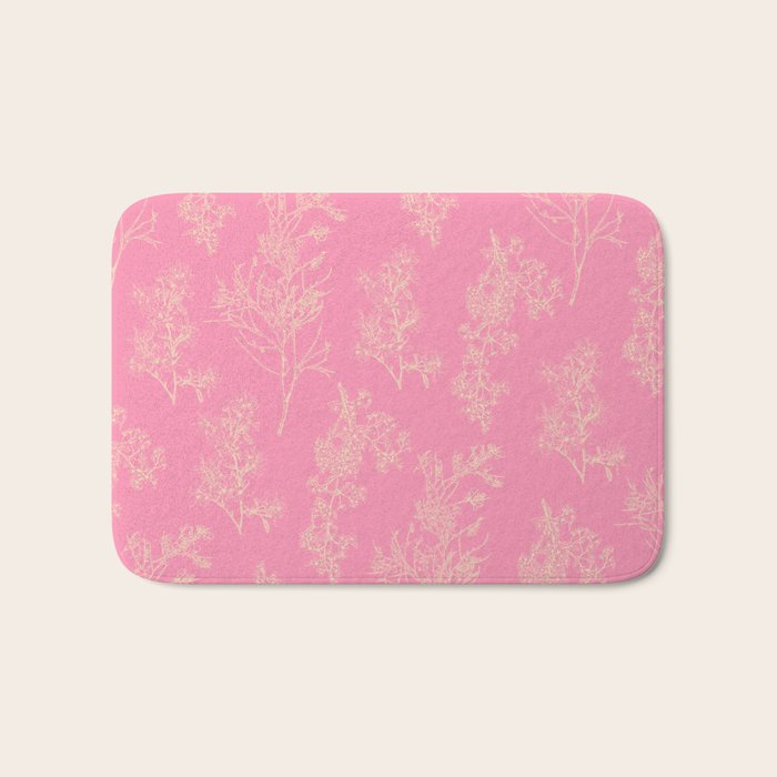 Botanical Cottage Floral Pattern in Pink and Cream Bath Mat Gallery Image 1