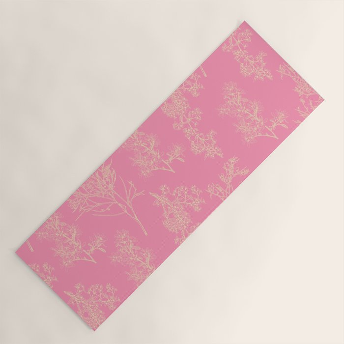 Botanical Cottage Floral Pattern in Pink and Cream Yoga Mat Gallery Image 1