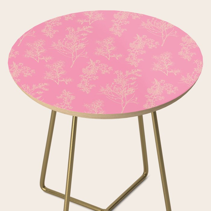 Botanical Cottage Floral Pattern in Pink and Cream Side Table Gallery Image 2
