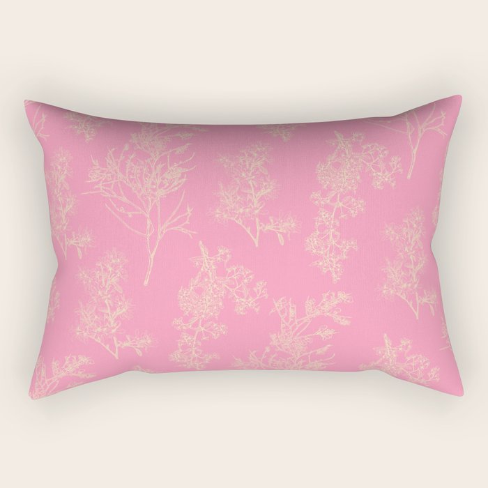 Botanical Cottage Floral Pattern in Pink and Cream Rectangular Pillow Gallery Image 2