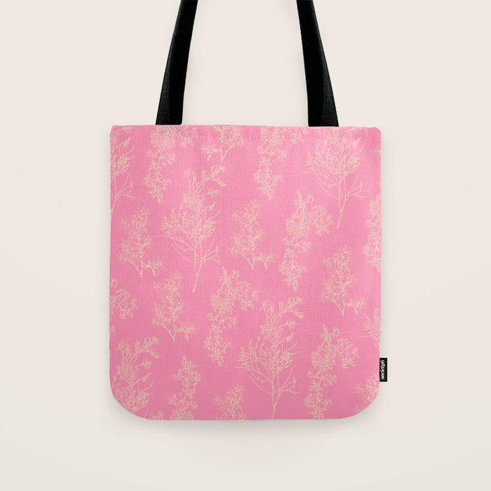 Botanical Cottage Floral Pattern in Pink and Cream Tote Bag Gallery Image 1