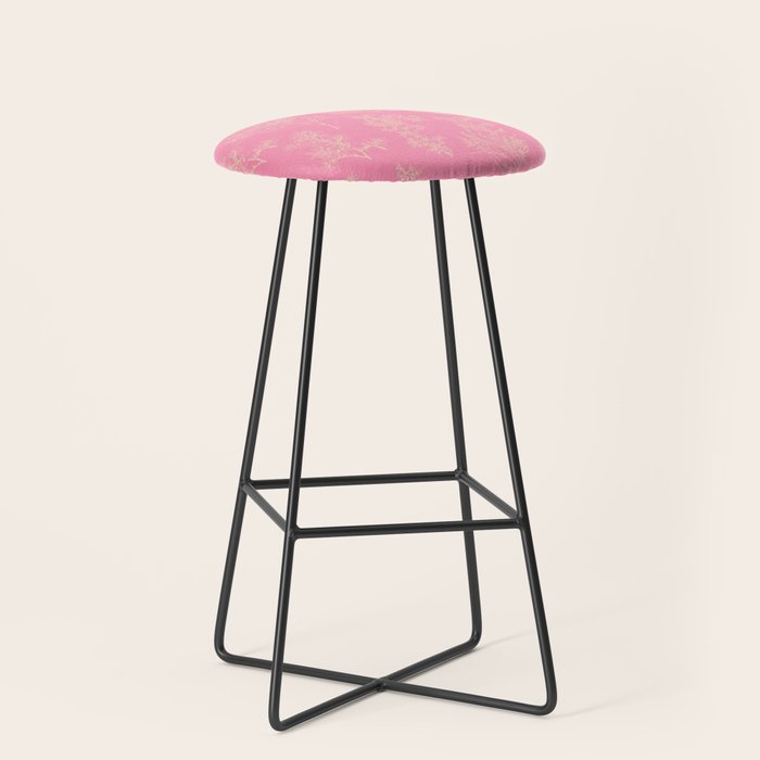 Botanical Cottage Floral Pattern in Pink and Cream Stool Gallery Image 1