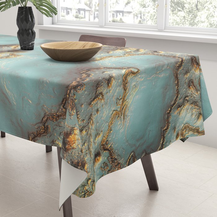 Aqua Coral Reef Abstract Tablecloth Gallery Image 3