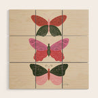 Tattooed Butterflies - Pink & Green Wood Wall Art Gallery Image 1