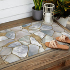 Mother of pearl and Gold cells abstract Outdoor Rug Gallery Image 2
