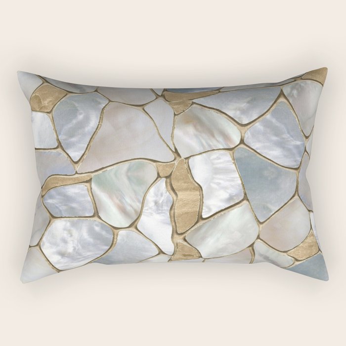 Mother of pearl and Gold cells abstract Rectangular Pillow Gallery Image 1
