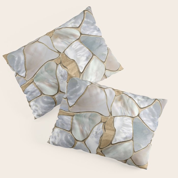 Mother of pearl and Gold cells abstract Pillow Sham Gallery Image 1